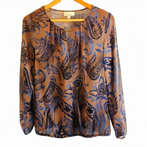 DRESS barn sheer patterned blouse sz M